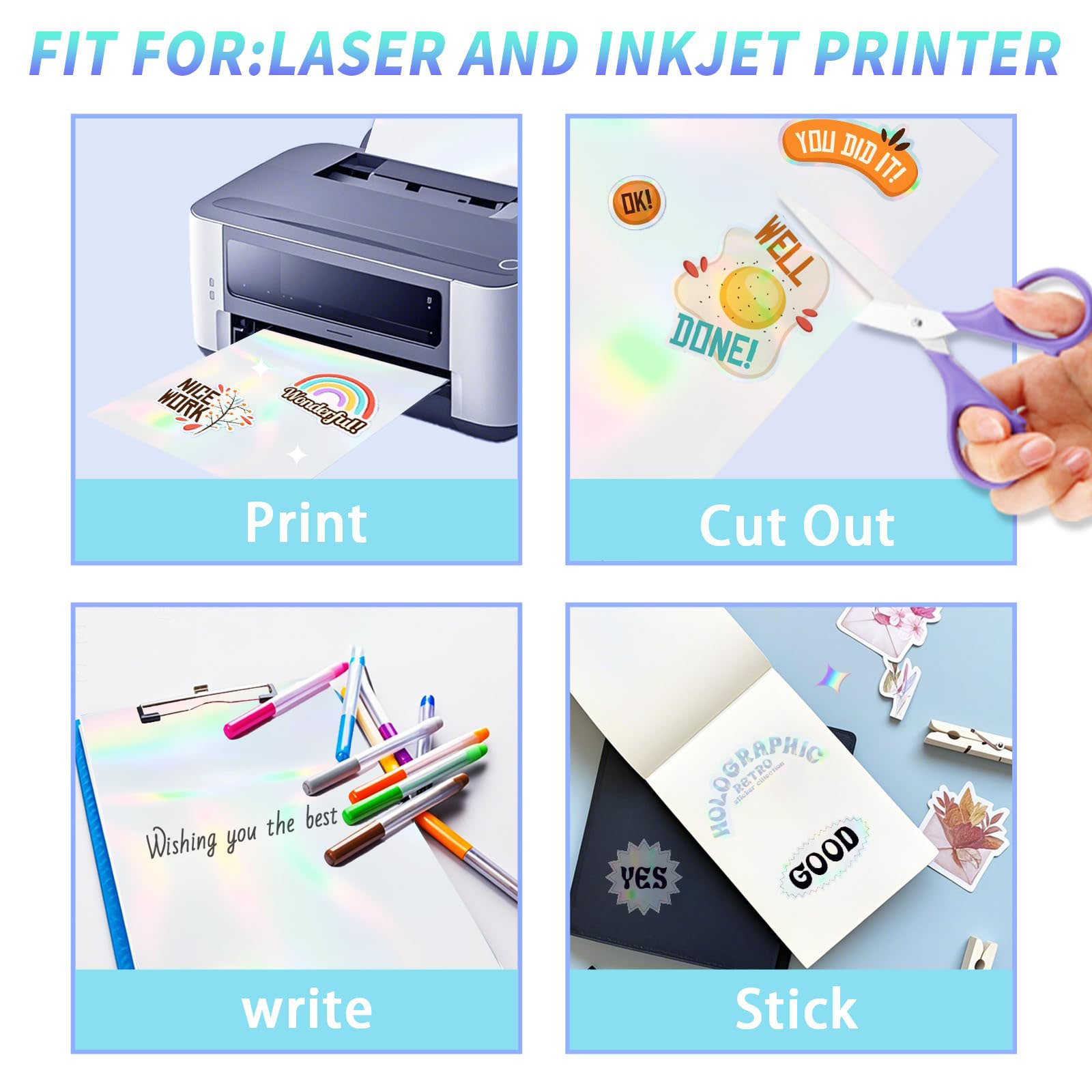 20 Sheets Rainbow Clear Hologr - огляд і ціна Commercial Vinyl Printing