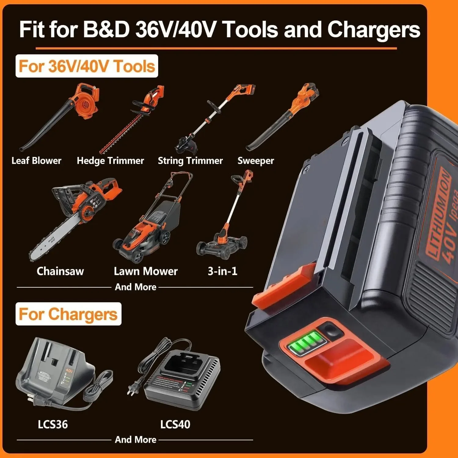 40V 4000mAh Lithium-Ion Batter - огляд і ціна Black+Decker Tool Cordless